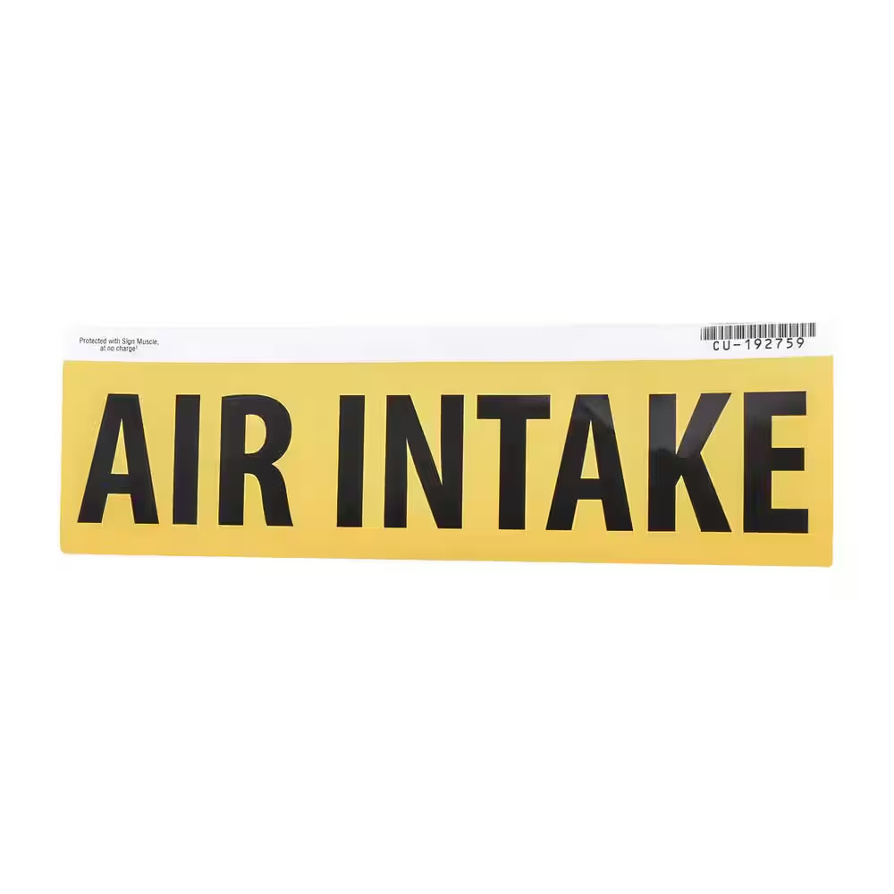 3 In. X 11.5 In. Yellow Air Intake Gas Safety Decal