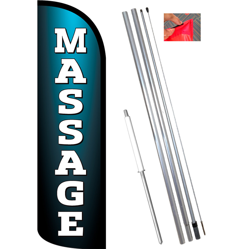 Massage Windless Feather Flag Bundle (Complete Kit) OR Optional Replacement Flag