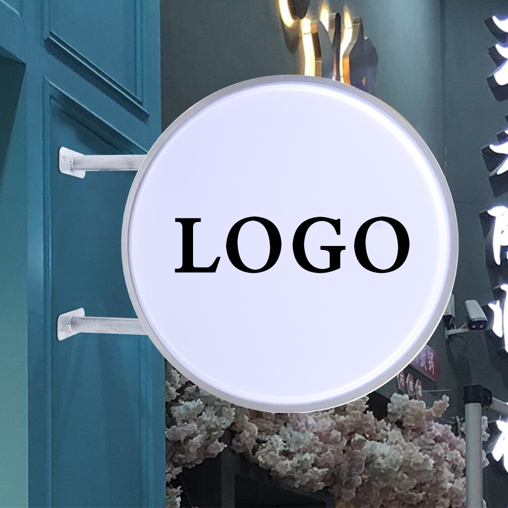 Round LED Light Box Double Sided Advertising Illuminated Projecting Sign Outdoor