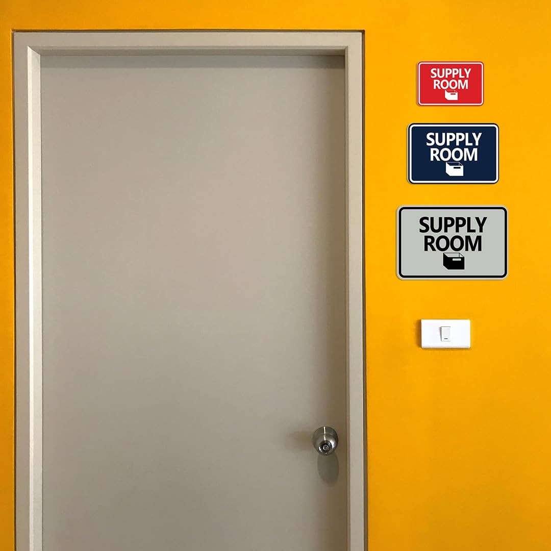 Classic Framed Supply Room Sign Brushed Gold Large Wall Door Notice Plaque