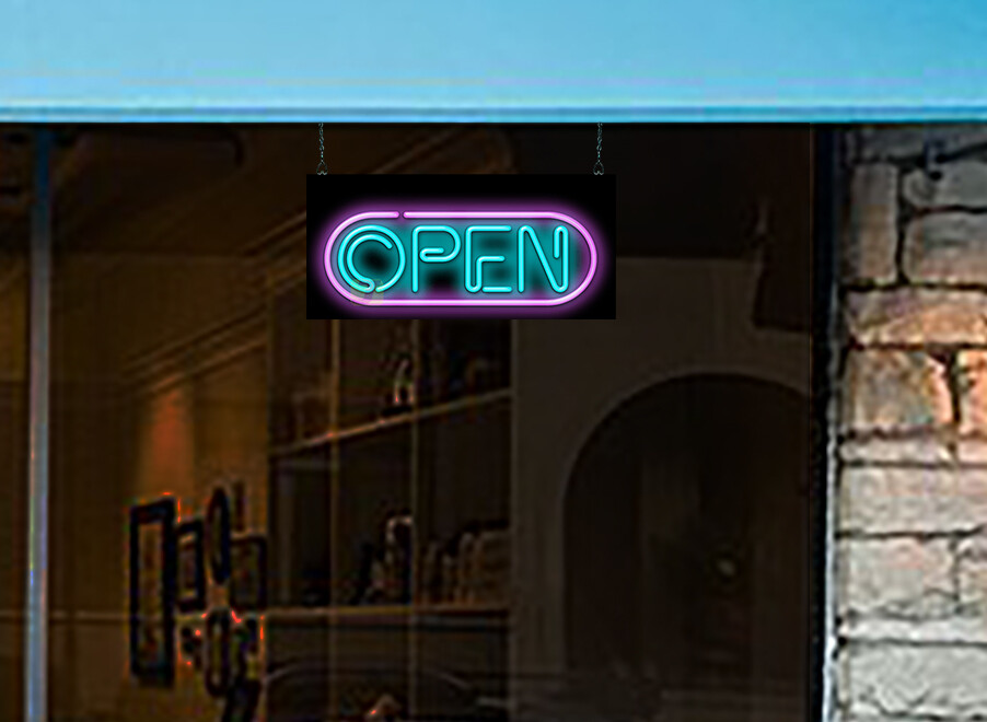 Techno Open Neon Sign Jantec 24″ x 11″ Barber Bar Vintage Club Party Cafe
