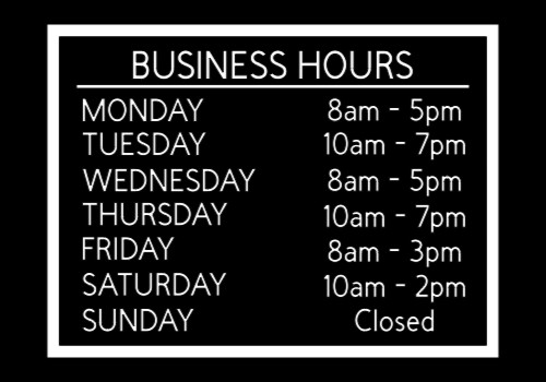 Business Hours Custom Sign Store Hours Text Vinyl Decal Window Sticker Basic