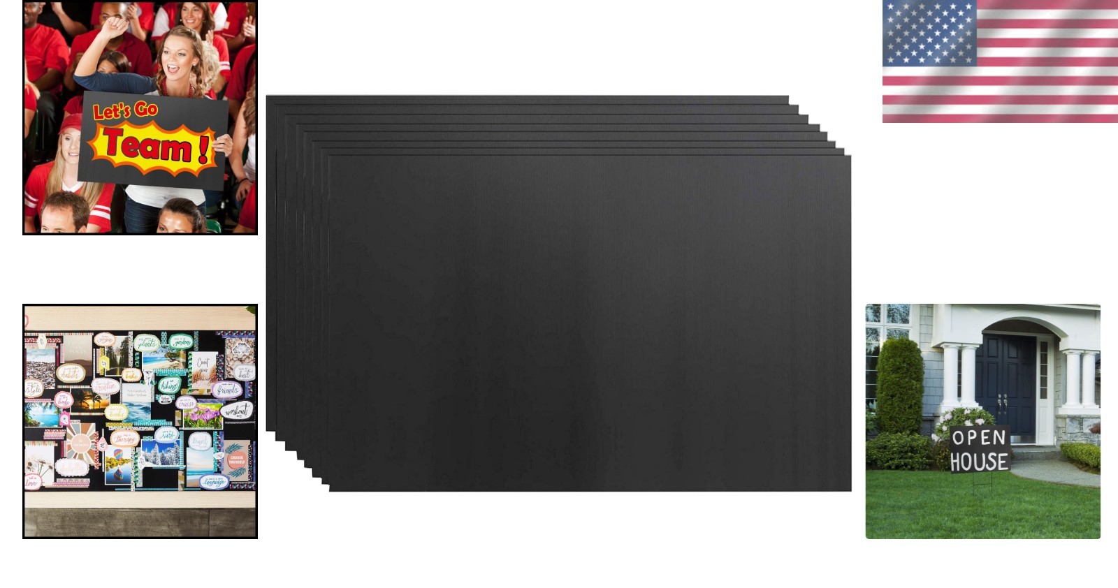 8-Pack Weather-Resistant Black Corrugated Yard Signs – Customizable 24×36 in