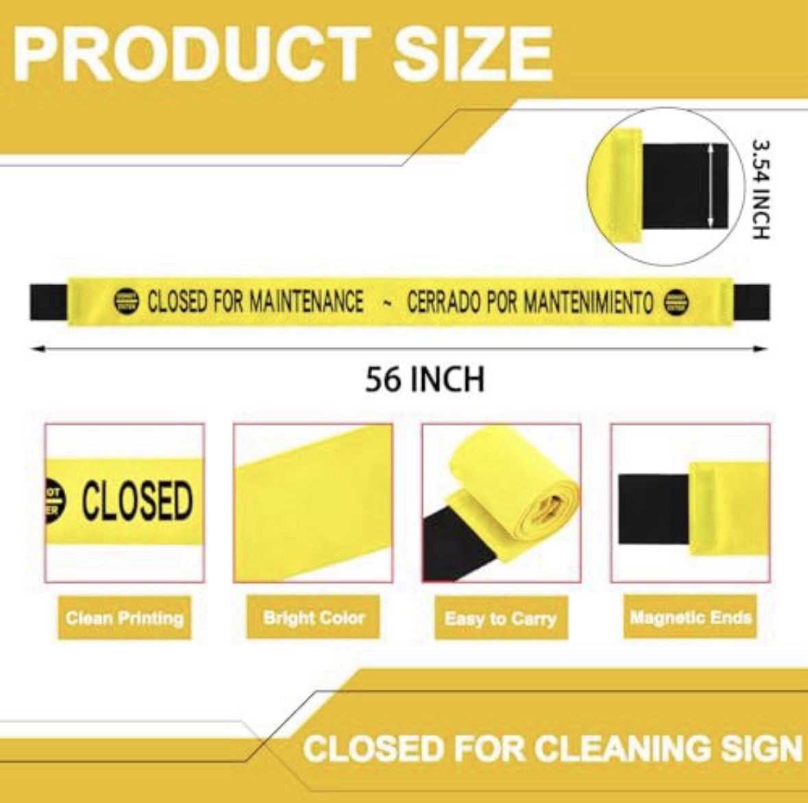 Seeloowy 6-Pack 56” Closed for Maintenance Magnetic Signs, Do Not Enter