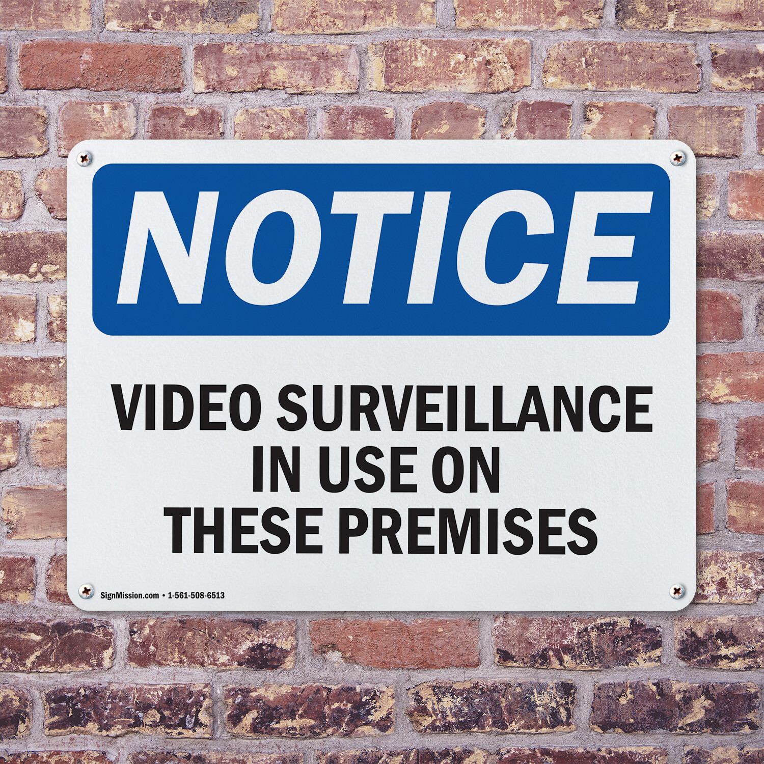 (2 Pack) Video Surveillance In Use On These Premises OSHA Notice Sign Decal