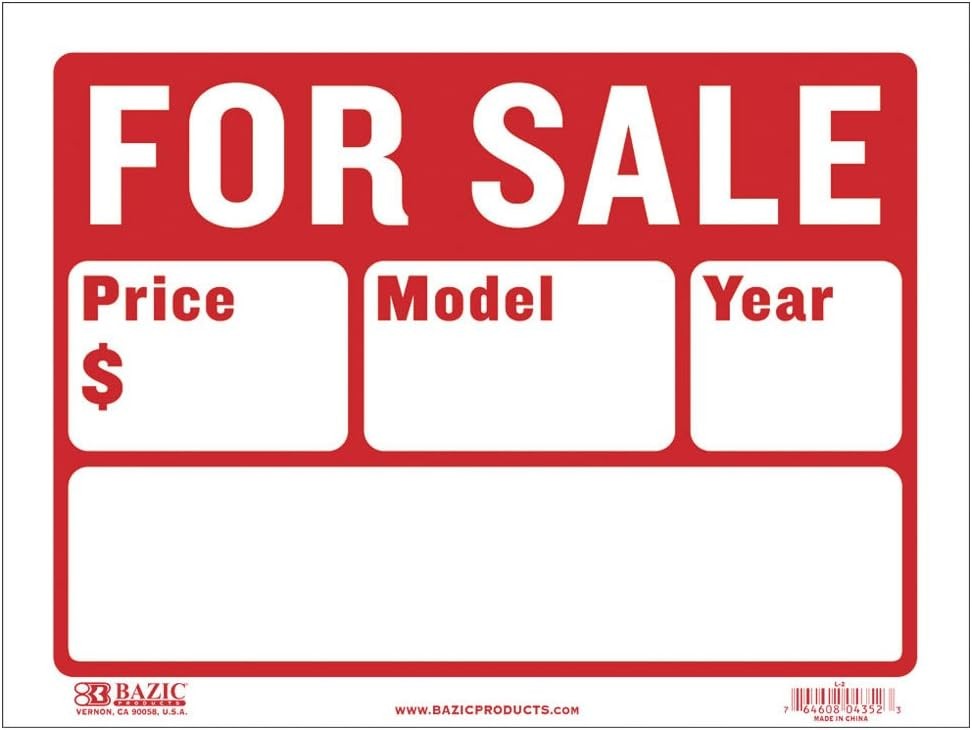 9″ X 12″ For Sale Sign (2-Line) (S-2)