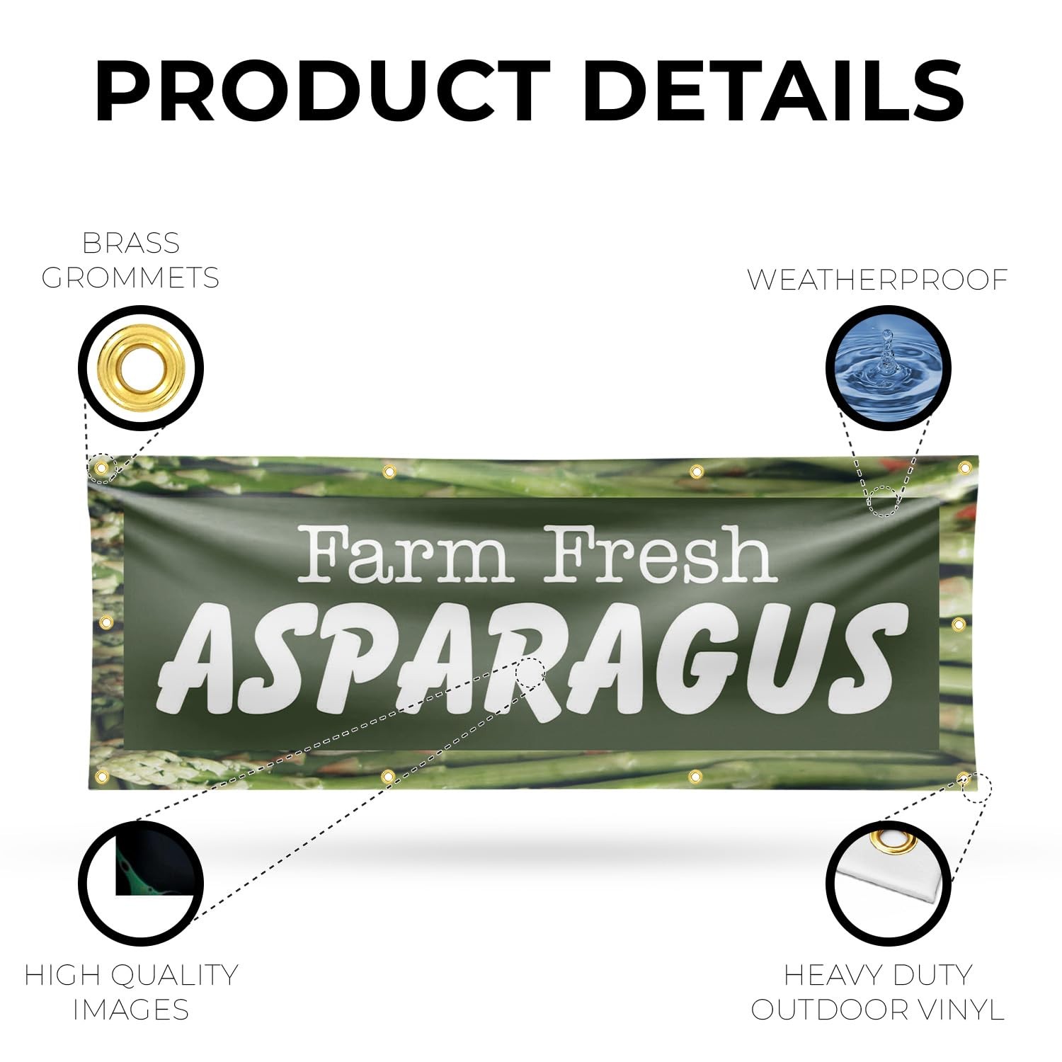 Signmission Farm Fresh Asparagus Banner Sign 36 X 96 13 Oz Vinyl Metal
