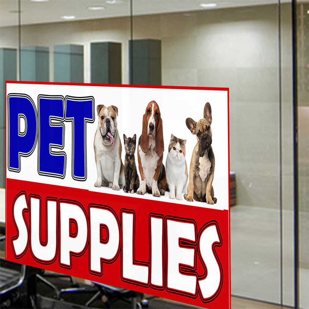 Decal Stickers Pet Supplies Blue Vinyl Store Sign Label Business