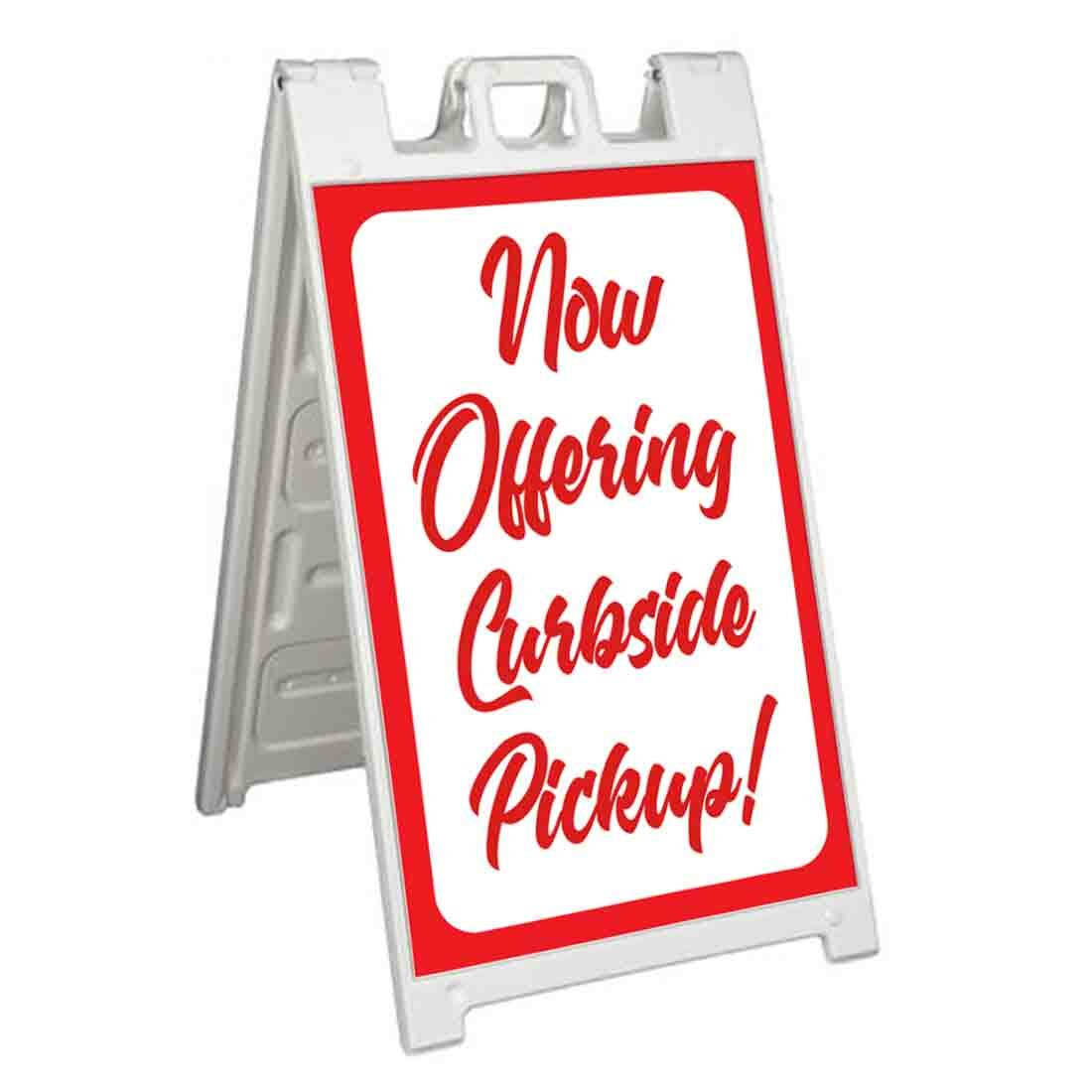 NOW OFFERING CURBSIDE PICKUP Signicade 24×36 Aframe Sidewalk Sign Banner Decal