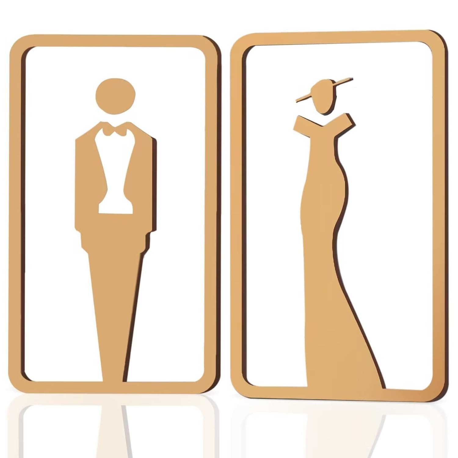 2 PCS Bathroom Gender Restroom Signs Double Sided Tape 7.8×4.3 Inch Markers