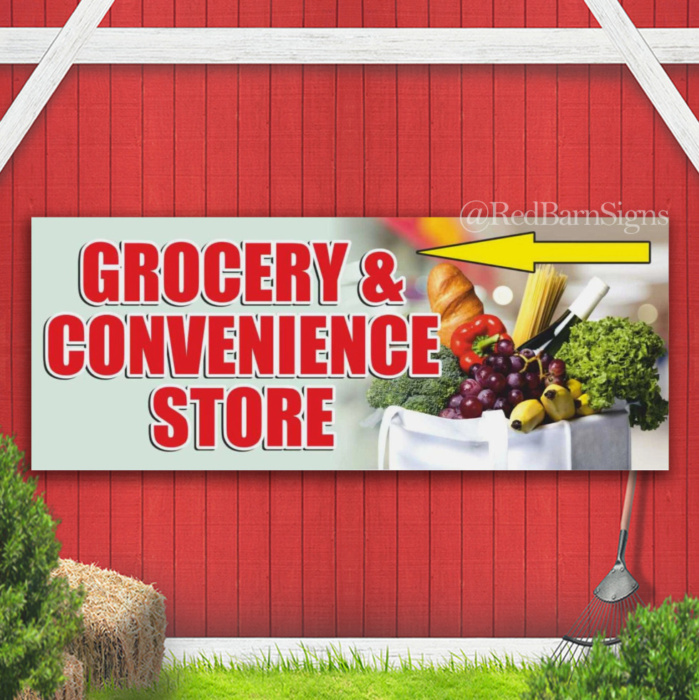 GROCERY CONVENIENCE STORE market shop open Indoor Outdoor Banner Sign