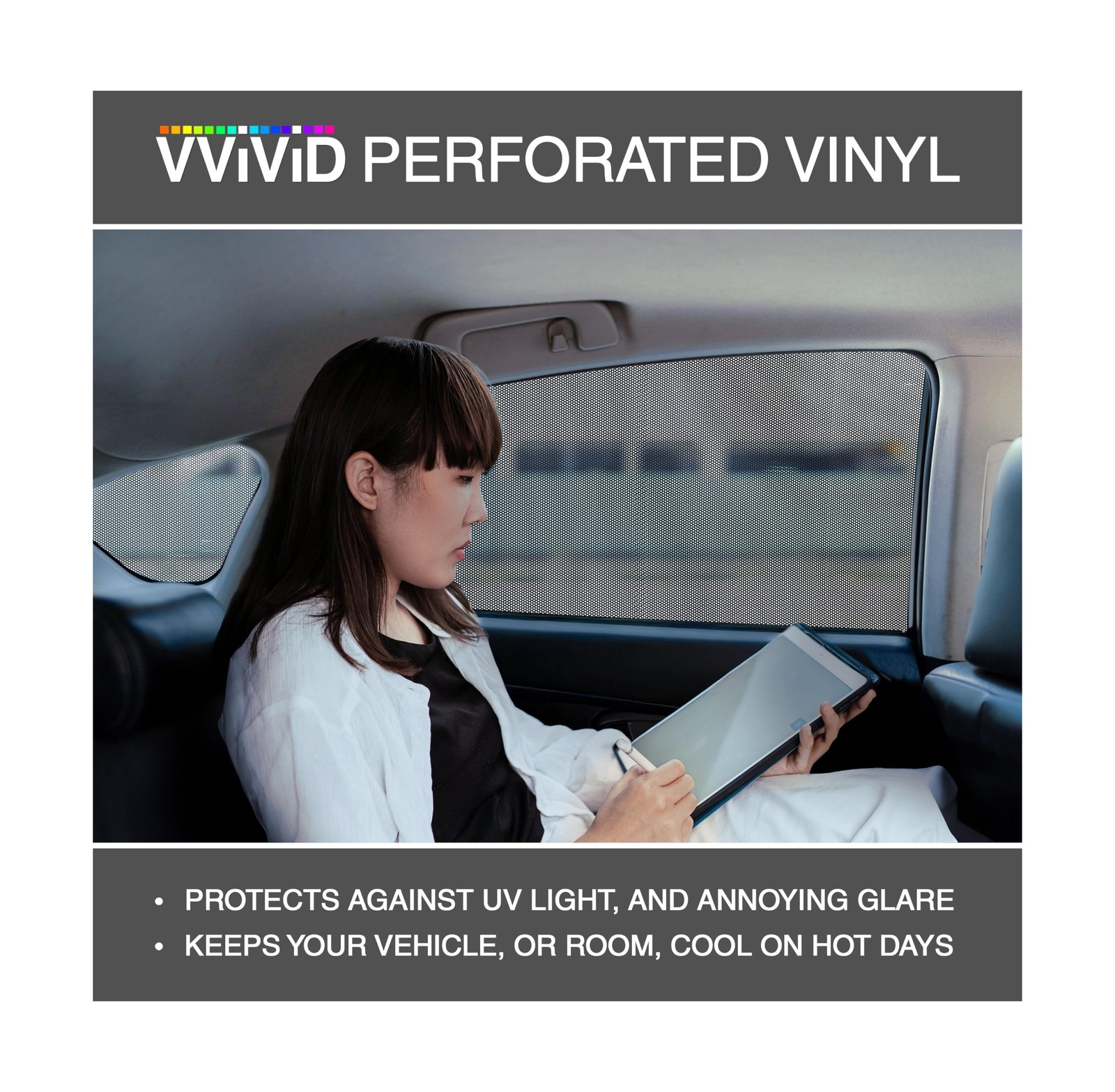 VViViD One-Way Perforated Black Vinyl Privacy Window Film Adhesive Glass Wrap…