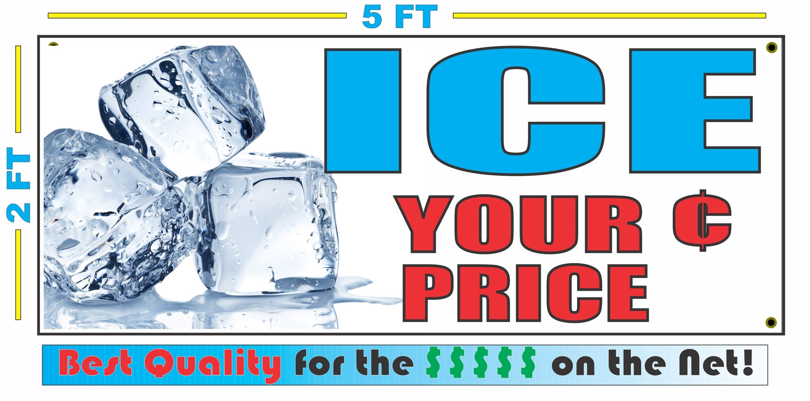 Custom Price Ice Banner Sign NEW Larger Size Best Quality for The $$$ Bag