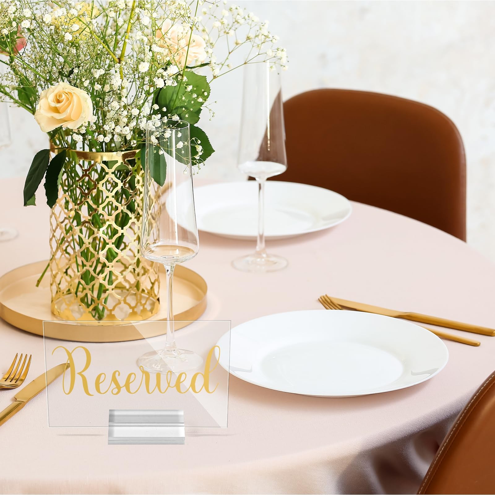 10 Set Acrylic Reserved Table Signs Clear Wedding Reserved Signs with Holder …
