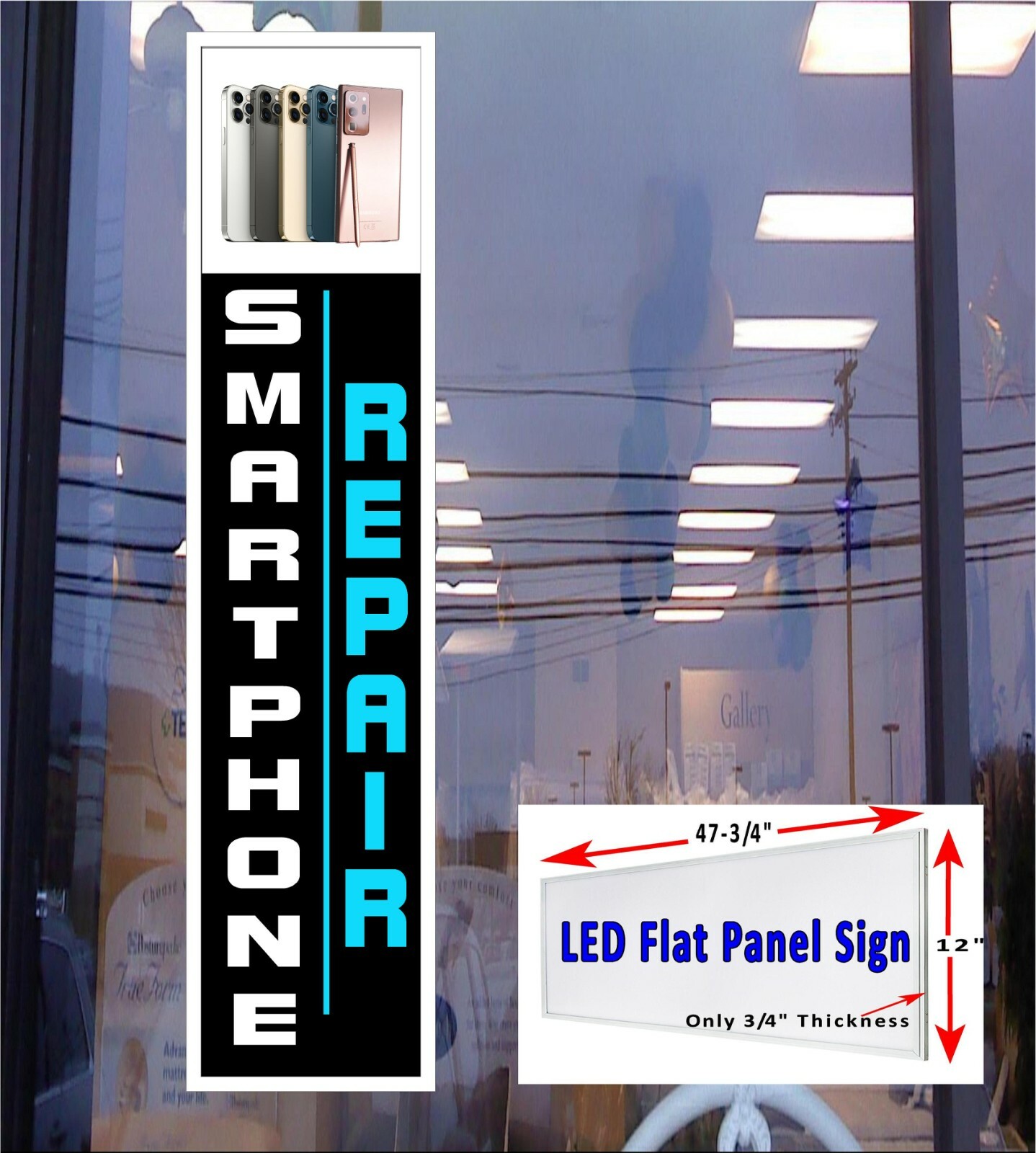Smartphone Repair Led light box window sign 48″x12″