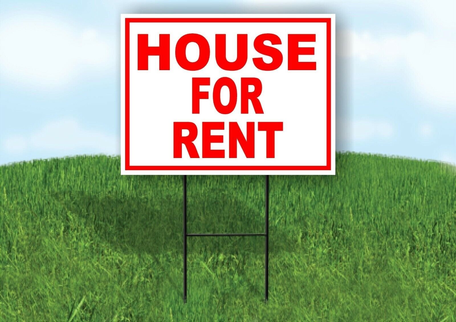 HOUSE FOR RENT RED WHITE Yard Sign Road with Stand LAWN SIGN
