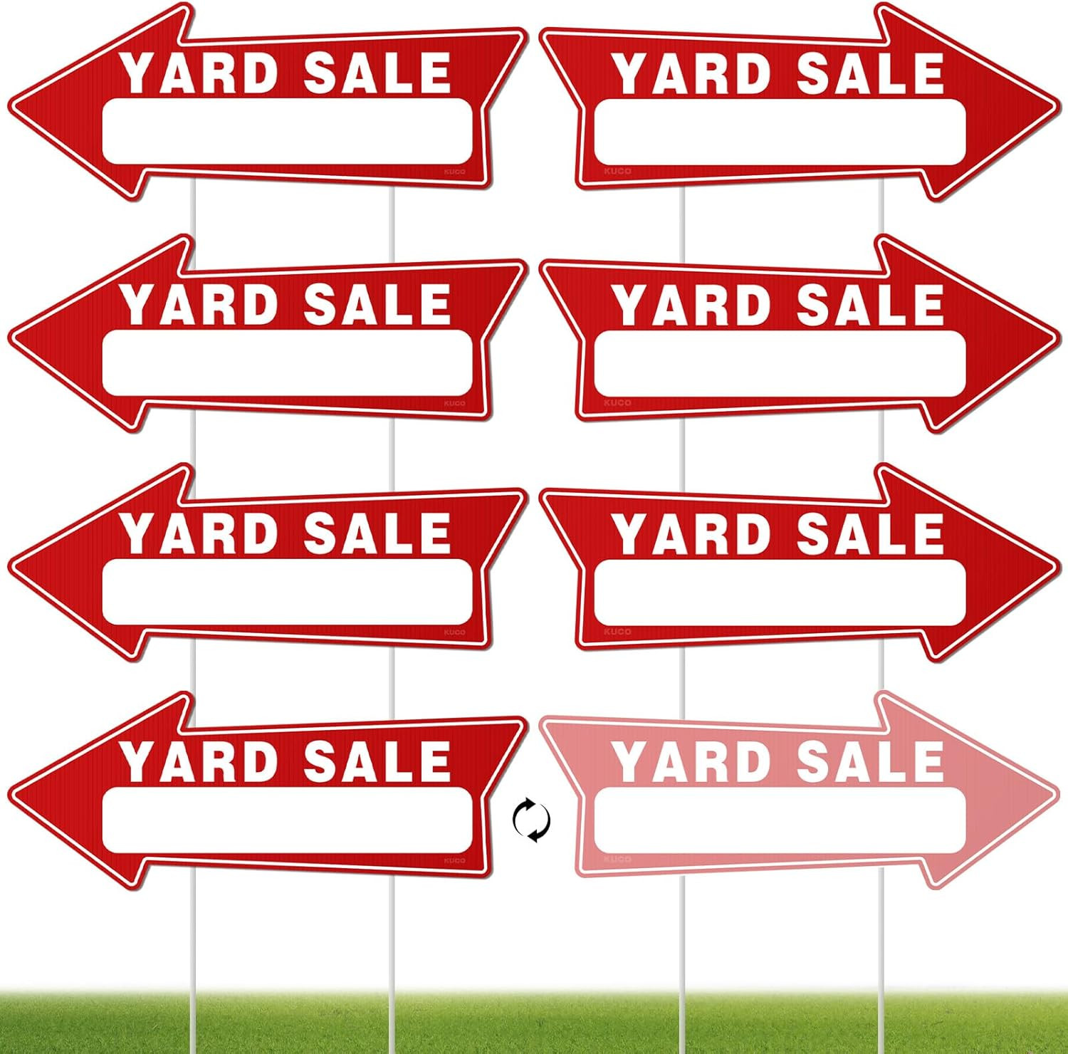 7 PC Yard Sale Signs with Stakes, 17″ X 6″, Double-Sided Yard Sale Arrows Sign w