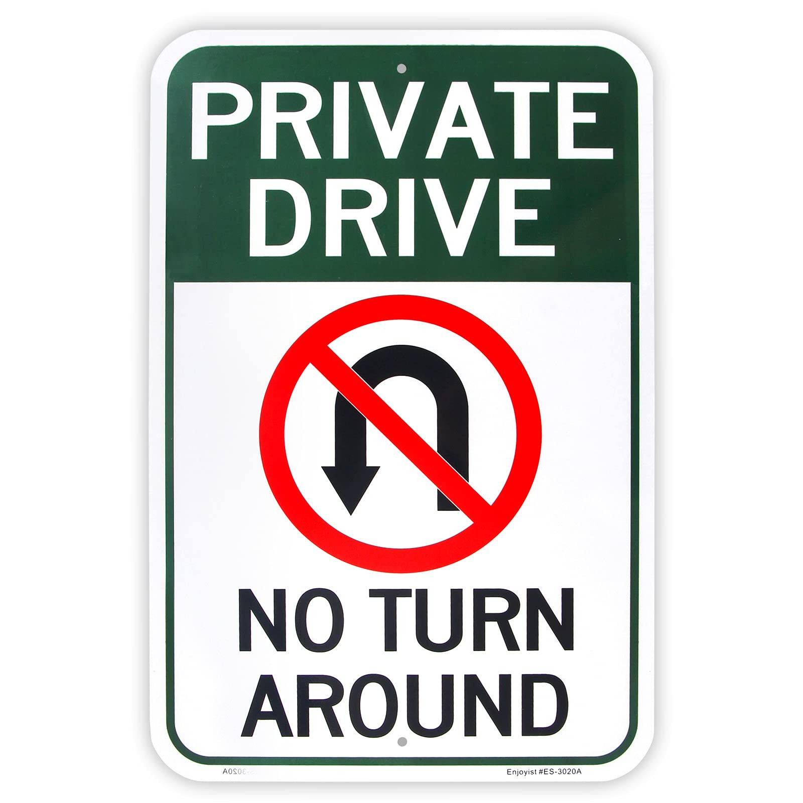 Large Private Drive, No Turn around Sign, 18″X 12″ .04″ Aluminum Reflective Sign