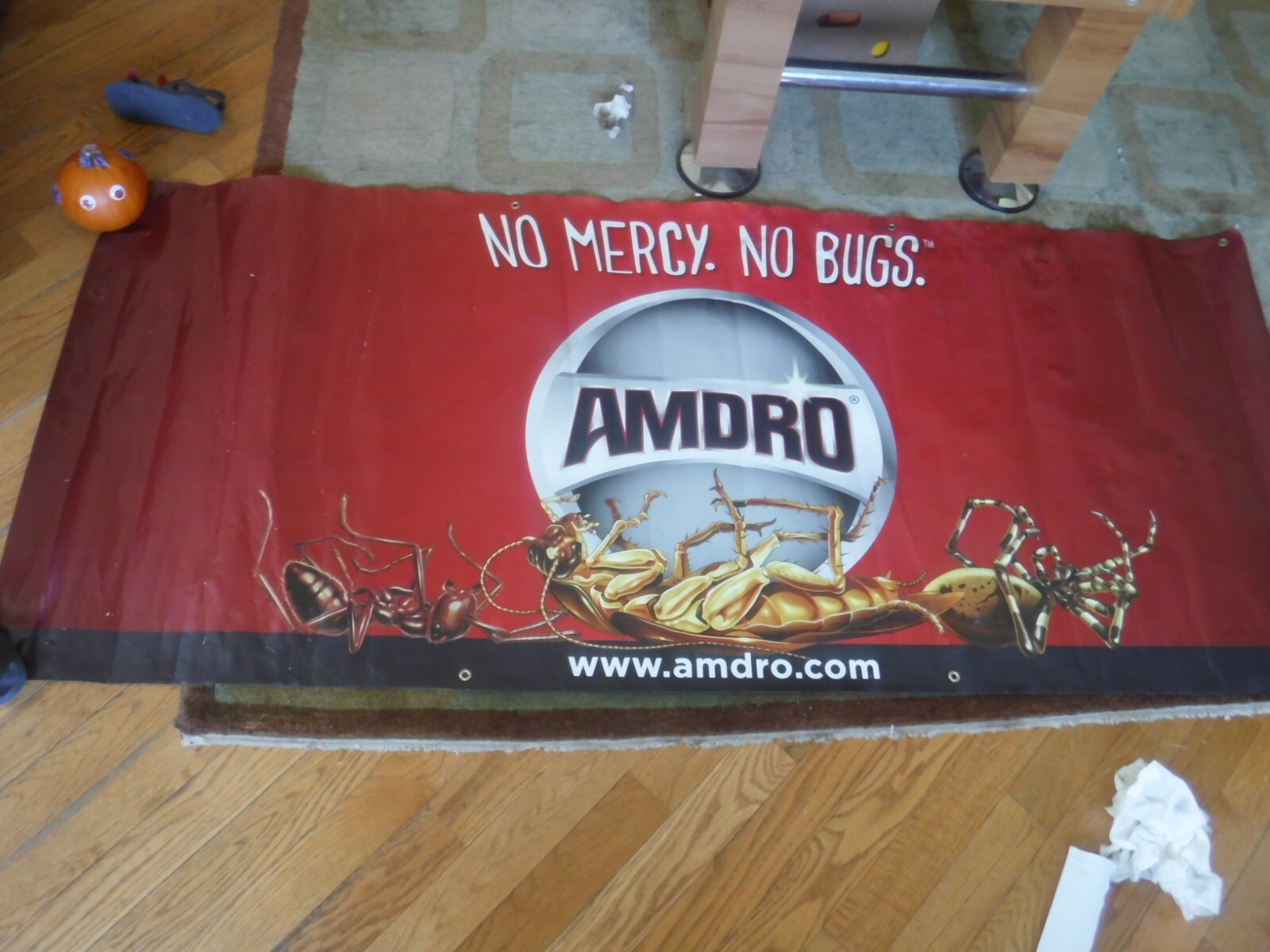Vintage Amdro No Mercy No Bugs poster 3X7 feet