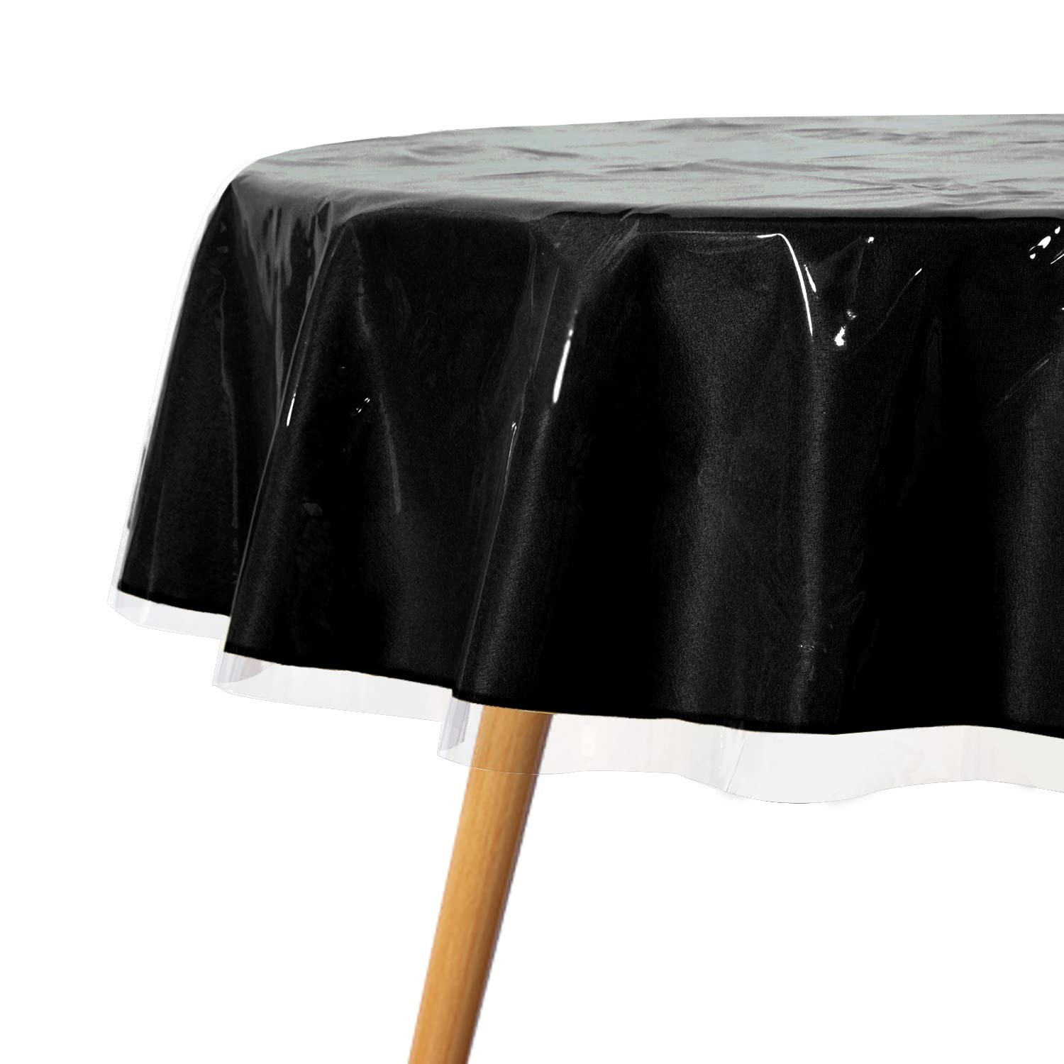 Round 60 Inch Clear Tablecloth PVC Waterproof Oil Spill Proof Table Cover Dining