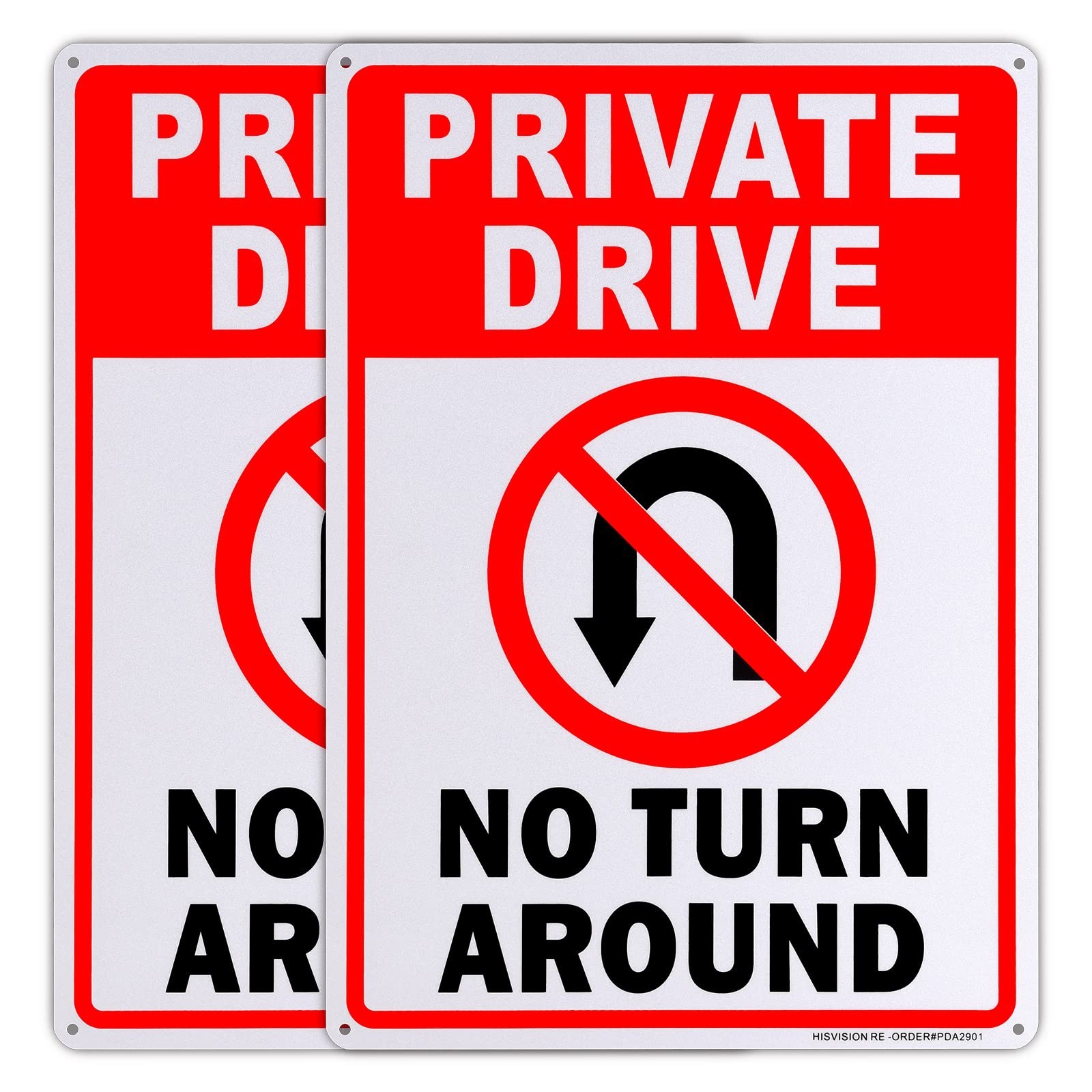 No Turn Around Driveway Signs 2 Pack 10×14 Rust Free Aluminum Reflective NEW