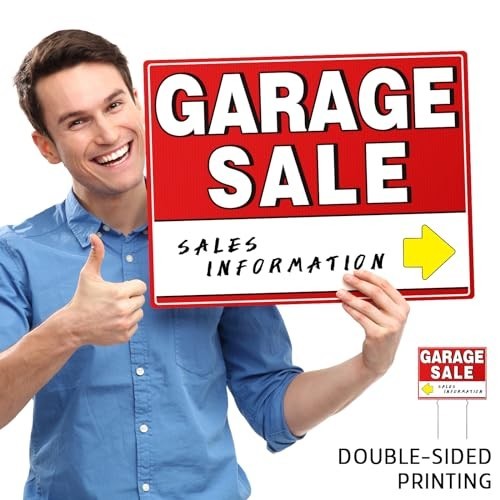 7 Pcs Double-Sided Garage Sale Signs with Metal Stakes & Directional Arrow Stick
