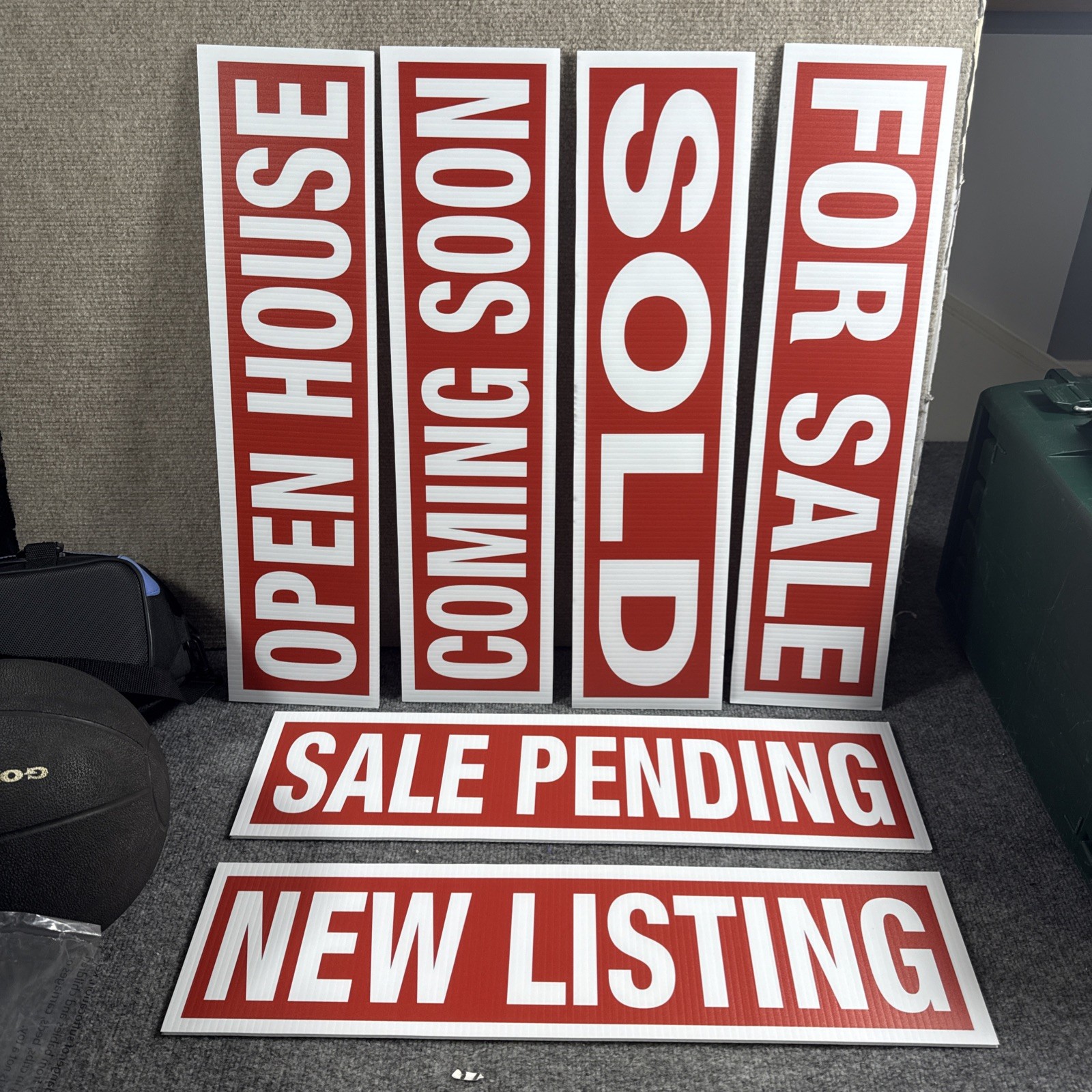 For Sale 6″x24″ REAL ESTATE RIDER SIGNS Double Sided 6 Pk Plastic Waterproof