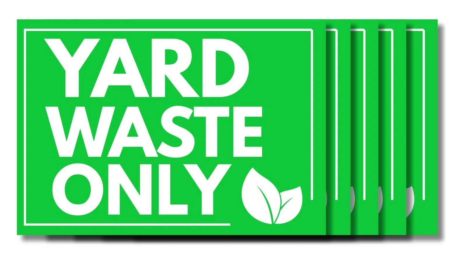 5 Pack Yard Waster Only Sticker Signs Self Adhesive Vinyl Yard Waste Decals