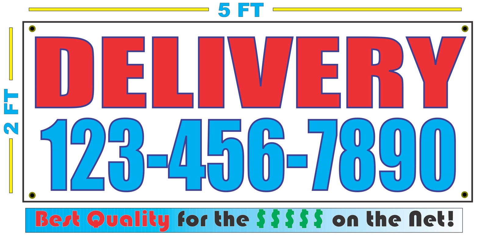 DELIVERY w/ CUSTOM PHONE Banner Sign NEW Larger Size High Quality! Restaurant