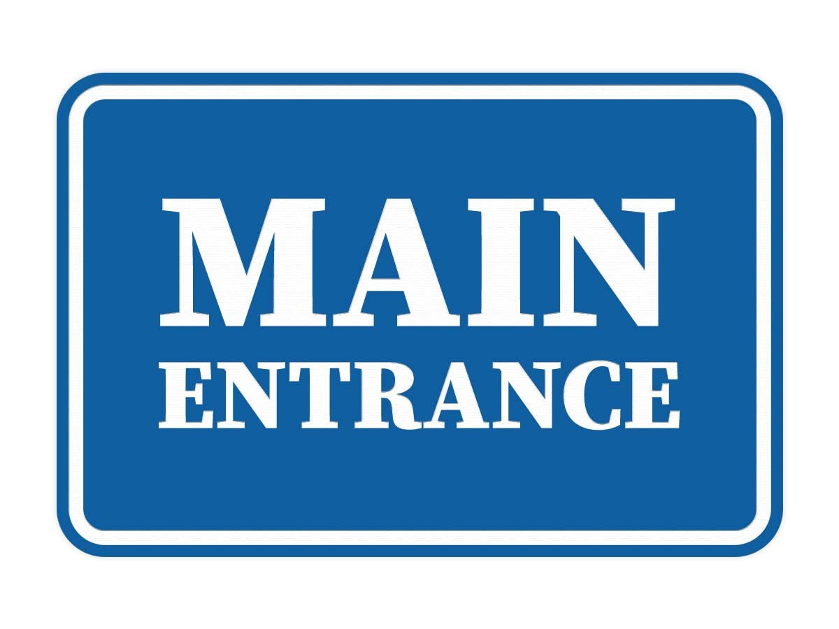 Classic Framed Main Entrance Sign Blue Large 1 Pack Office Signage Decor Set