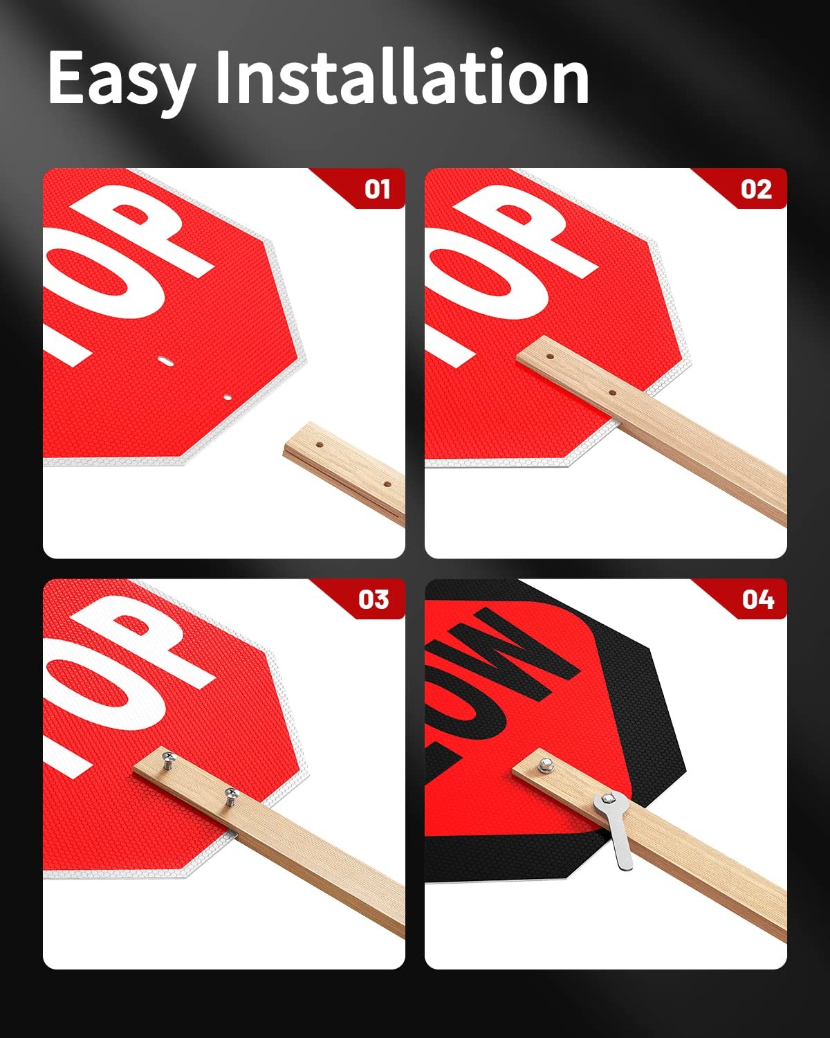 Stop Slow Sign, Double Sided Street Slow Warning Reflective Signs, 13×13 inch…