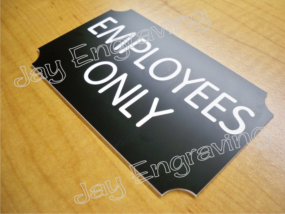 Engraved EMPLOYEES ONLY 3×5 Black Door Sign | Home Office Business Wall Plaque
