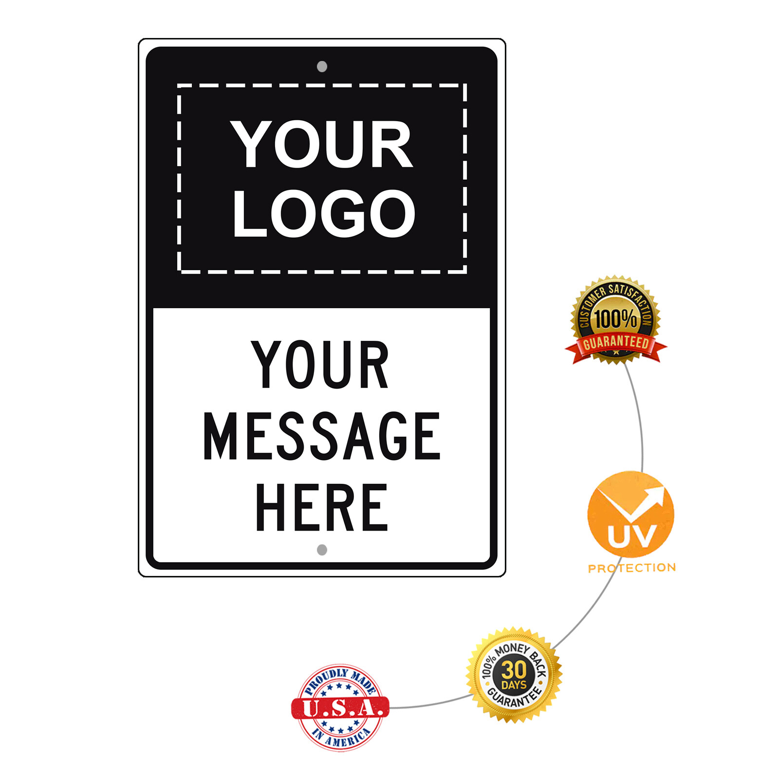 Custom Sign Your Custom Text or Logo Personalized Text Logo Aluminum Metal Sign