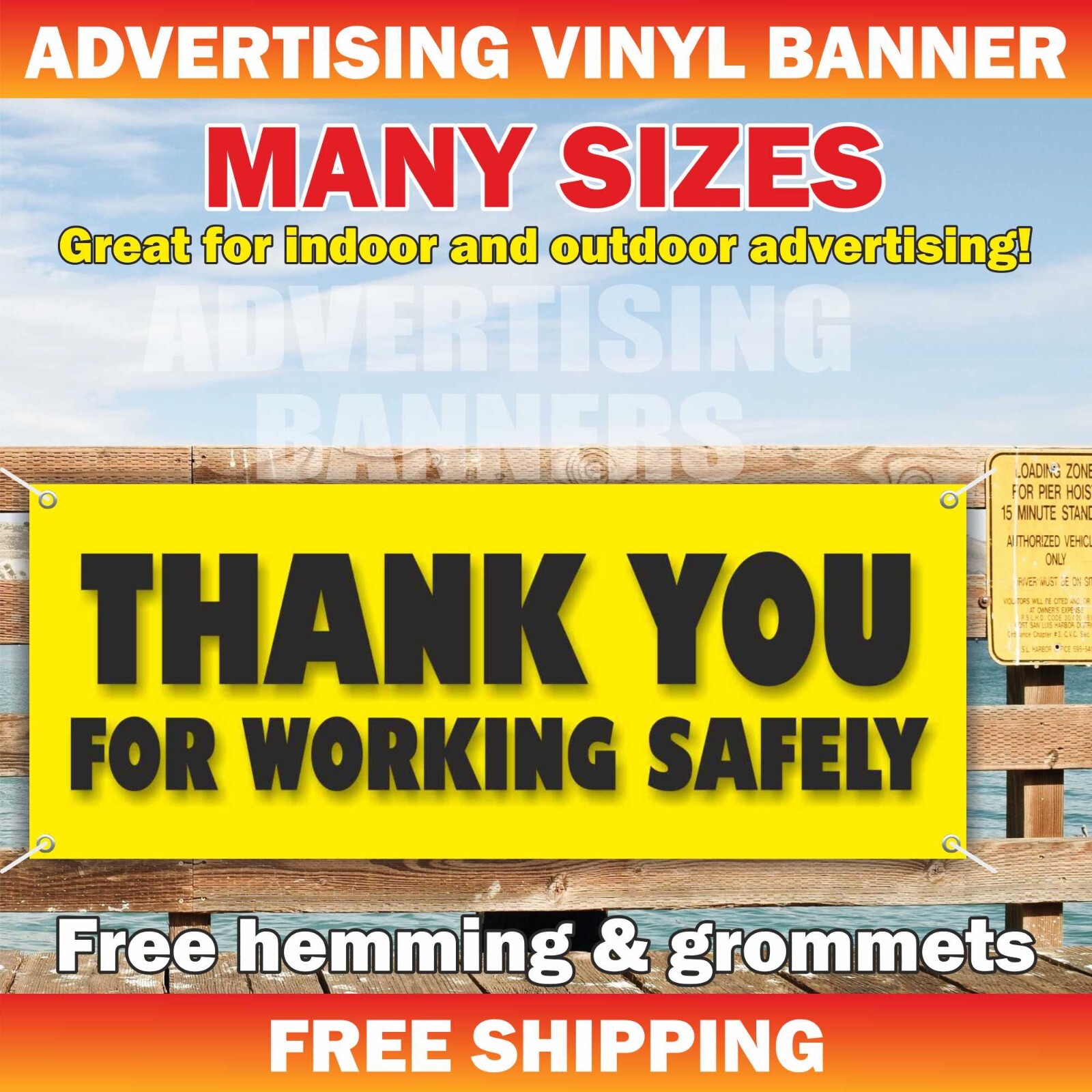 THANK YOU FOR WORKING SAFELY Advertising Banner Vinyl Mesh Sign Safety Depends