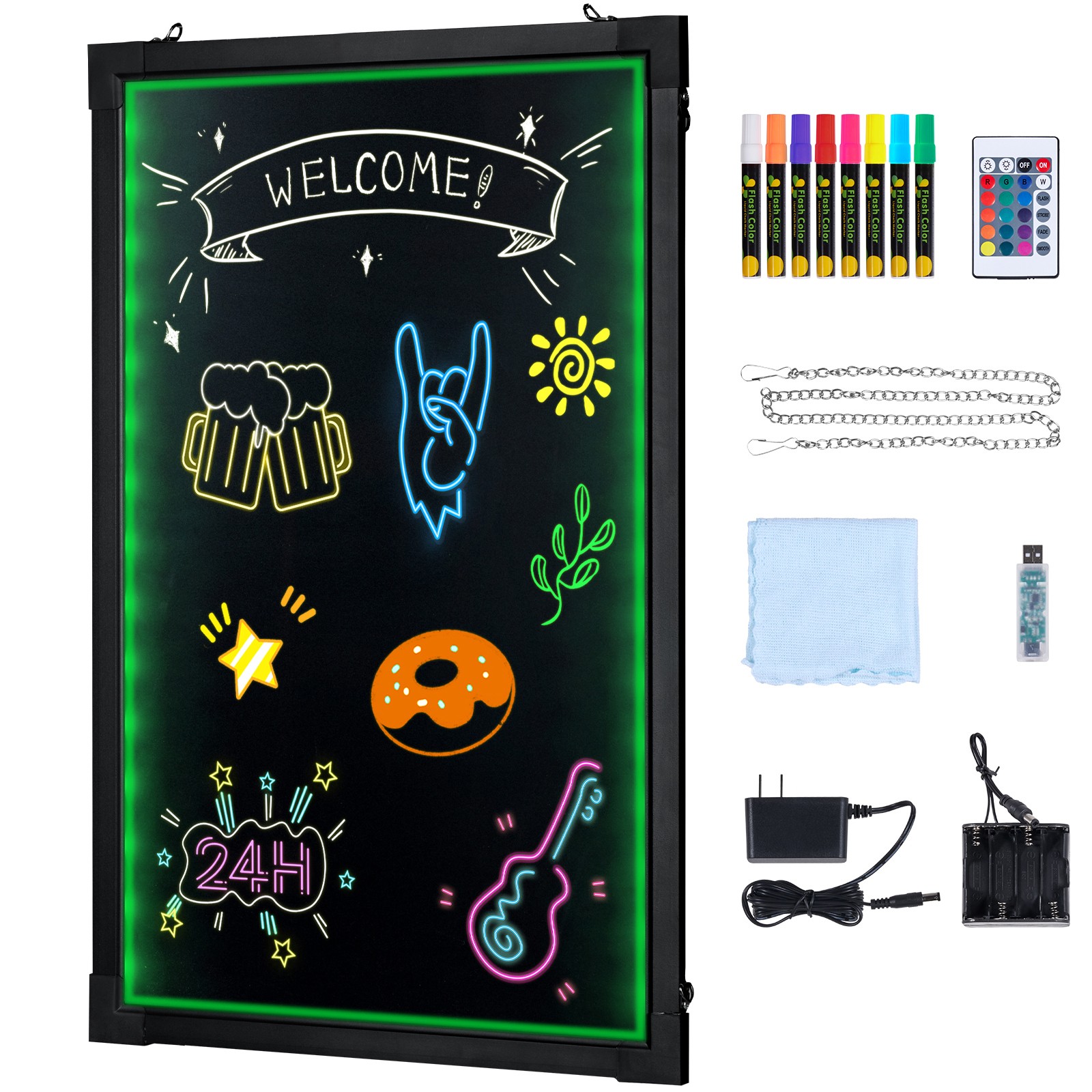 Uimoso LED Message Board 16″x12″ Illuminated Erasable Chalkboard
