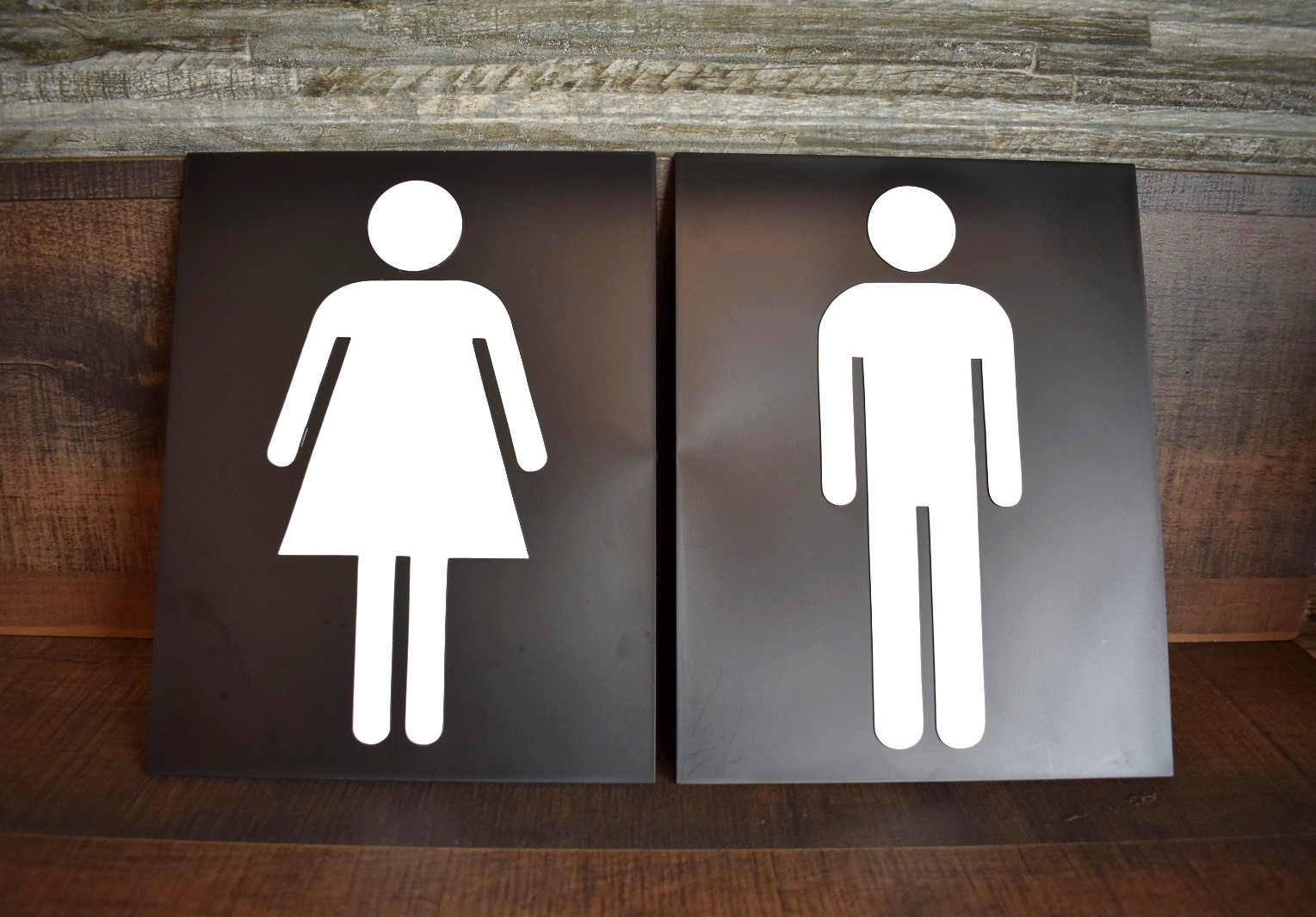 Toilet Rest Room Signage Mens Womens Wall Mount Universal Symbols 2 Pcs