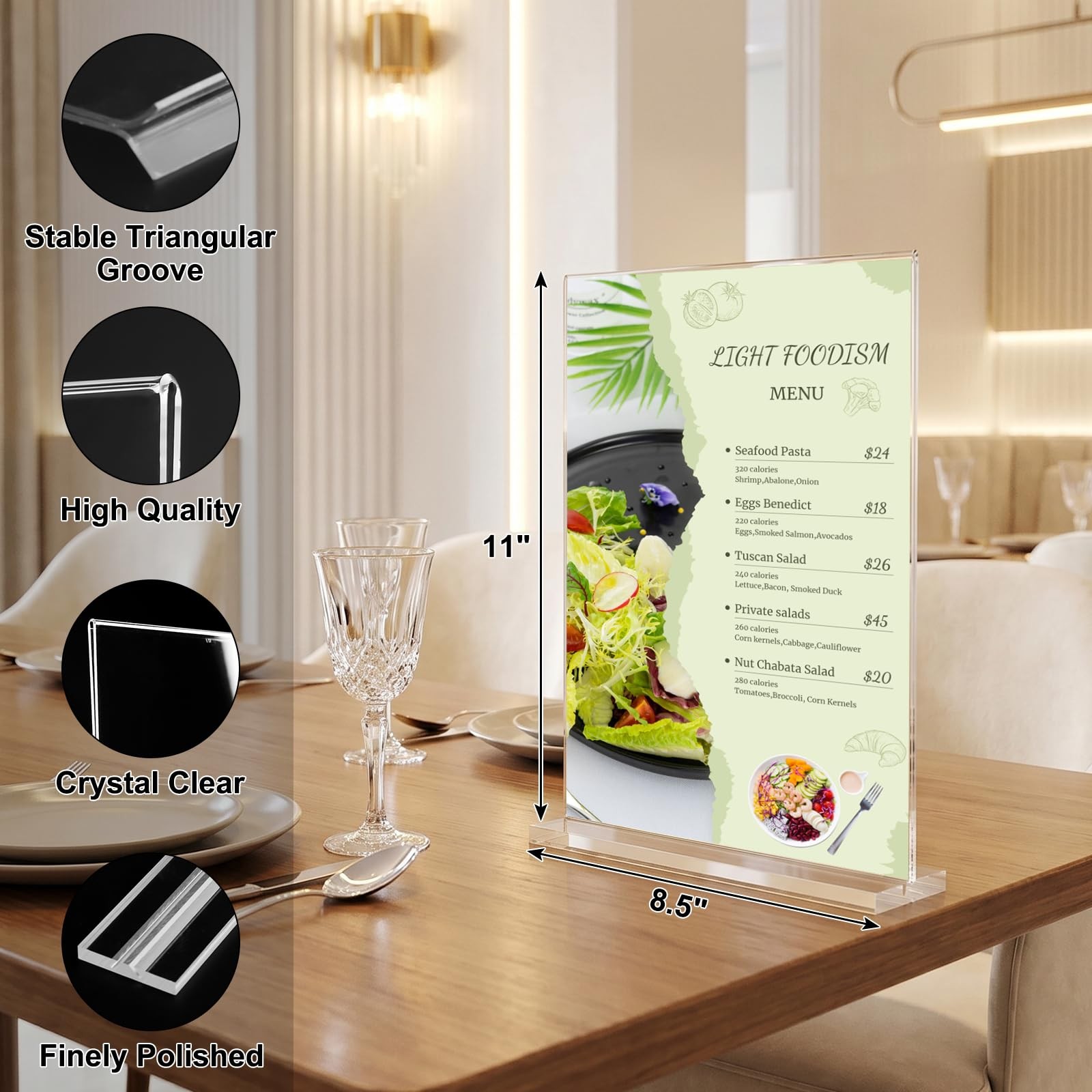 xydstay 8.5 x 11 Acrylic Sign Holder 2 Pack, Vertical T Shape Clear