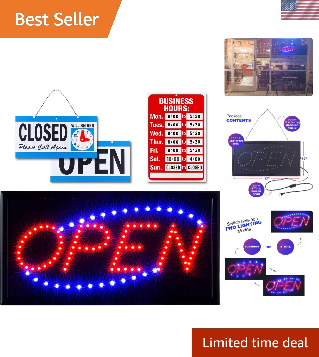 Horizontal LED Neon Business Sign – Attractive Open & Closed Indicators Included