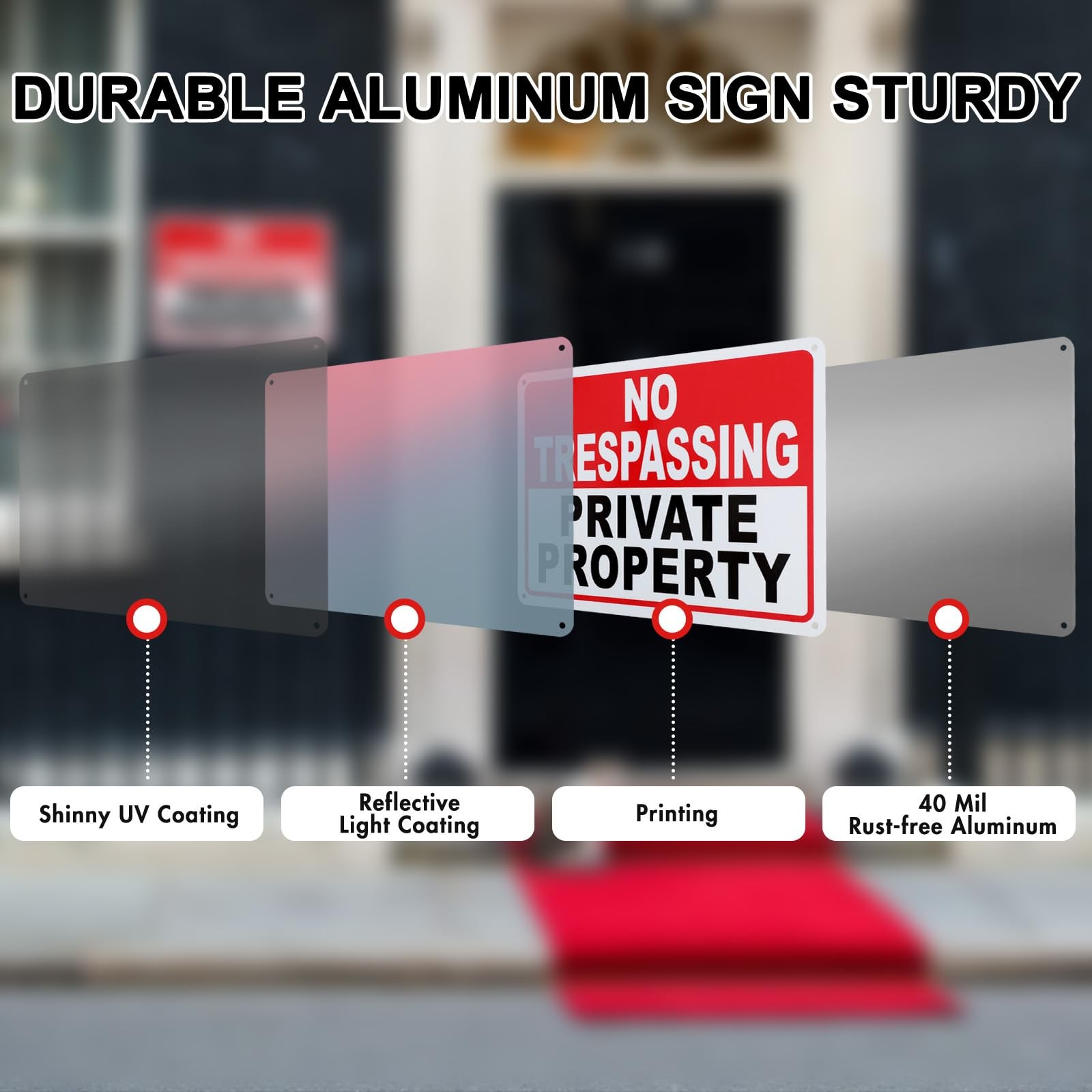 2 Pack No Trespassing Signs Private Property – 10×7 Inch 40 Mil Rust Free Alu…
