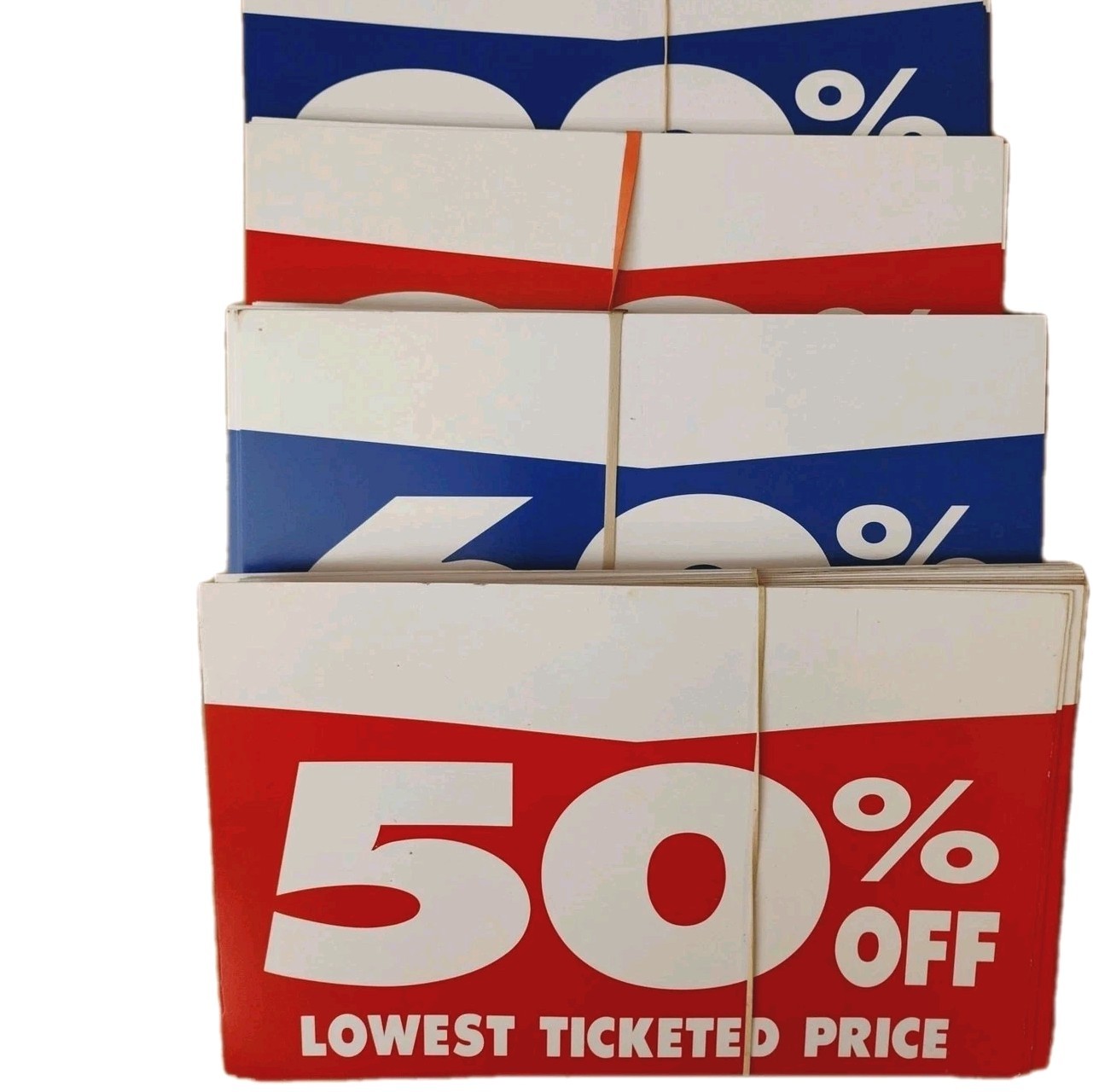 Discount Percentage Off Signs, Card Stock Type 50,60,80,90%-Off 108 Count 11×7″
