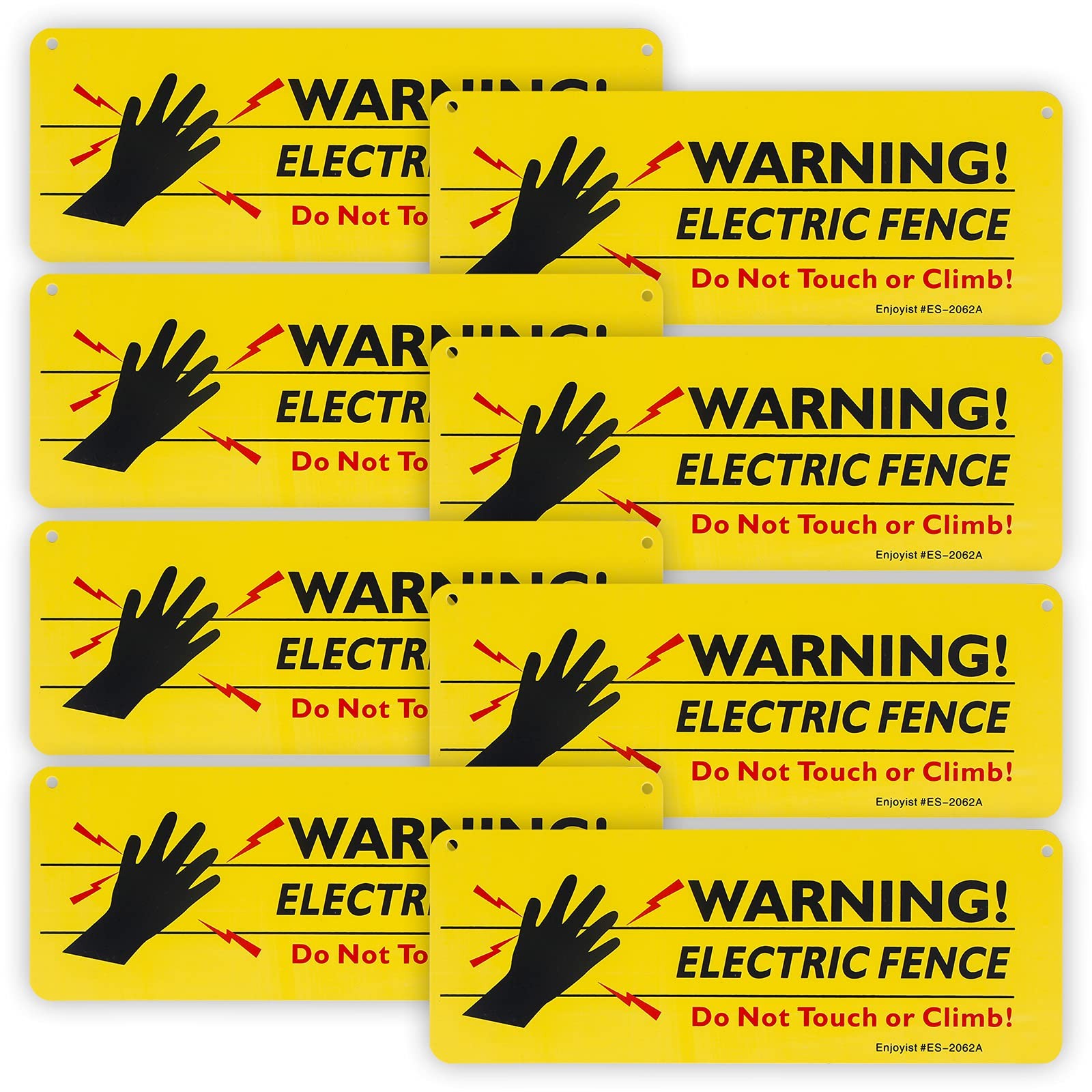 8Pack Warning Electric Fence Safe Sign, 10″x 3.5″ Plastic Sign