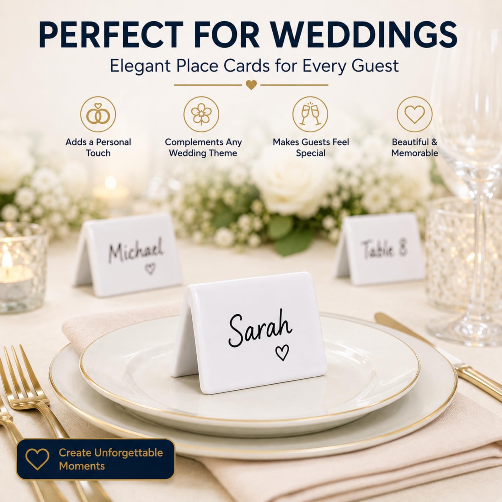 Double Sided Ceramic Dry Erase Table Tent Sign White – 3-1/2″x2″ – Reusable T…