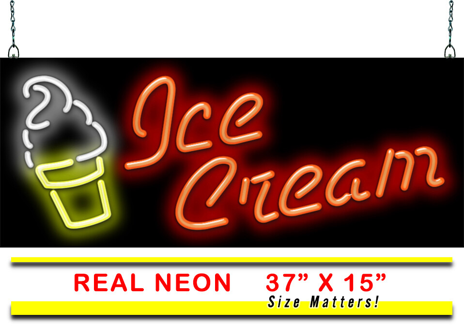 Soft Serve Ice Cream Cone Neon Sign Jantec 37″x 15″ Cones Treats Dessert