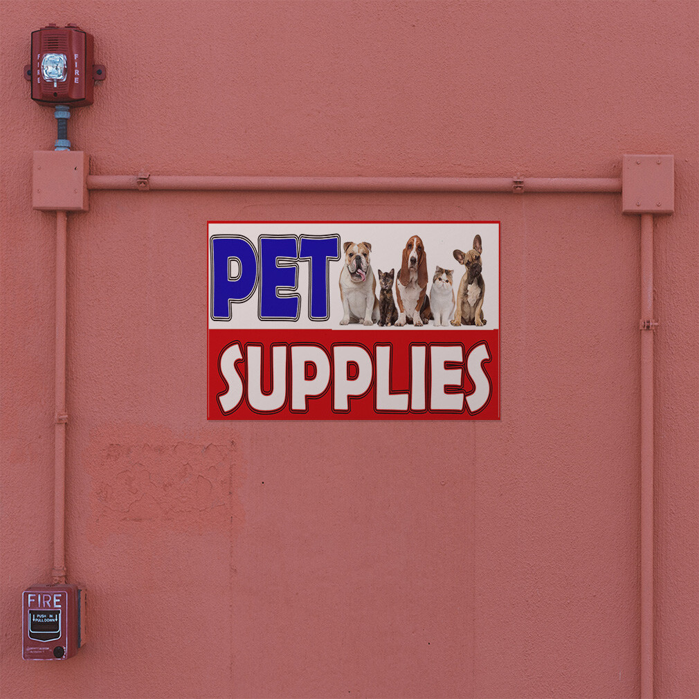 Decal Stickers Pet Supplies Blue Vinyl Store Sign Label Business