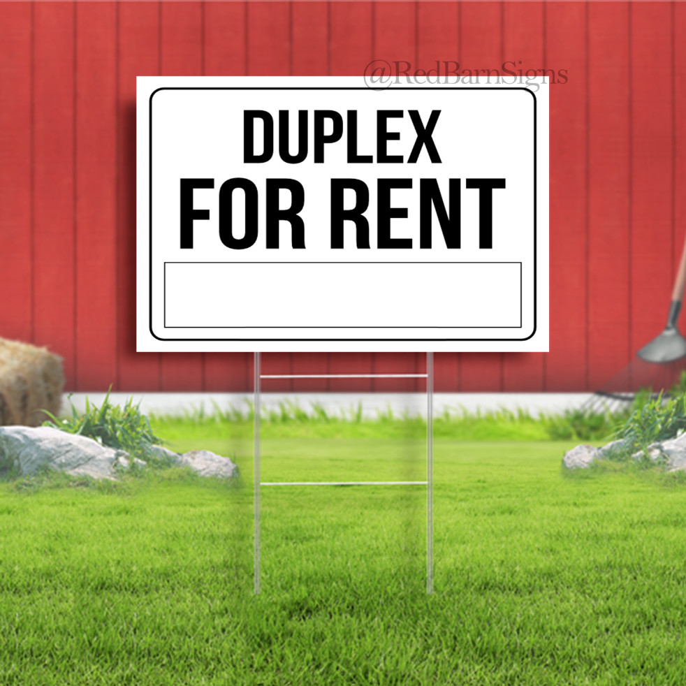 Duplex for Rent Indoor Outdoor Yard Sign with metal stakes