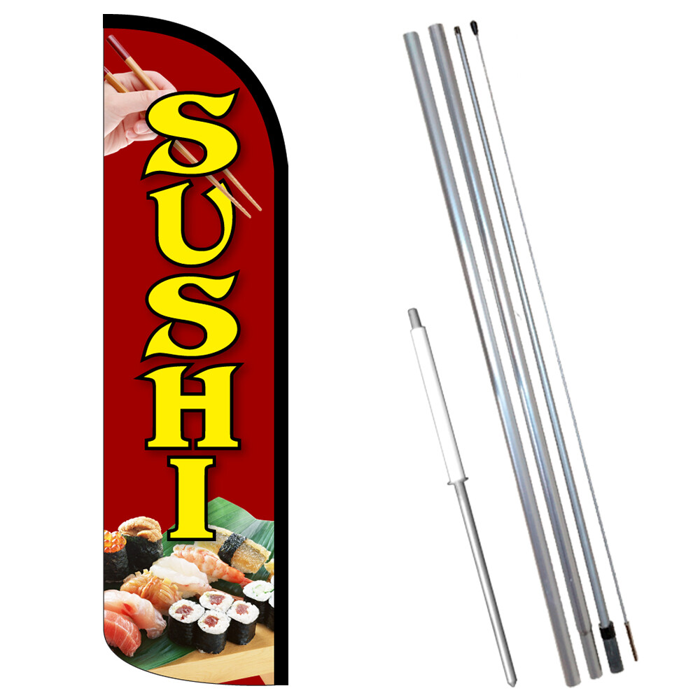 SUSHI Premium Windless Feather Flag Bundle (Complete Kit) OR Optional Replaceme