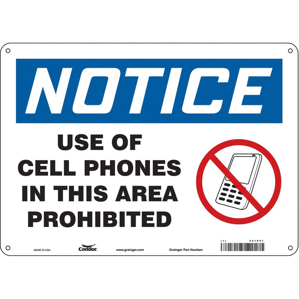 CONDOR 451P61 Safety Sign,10 in x 14 in,Polyethylene 451P61
