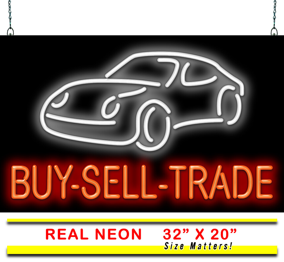 Buy-Sell-Trade Neon Sign Jantec 32″ x 20″ Automobile Dealership Auto Shop