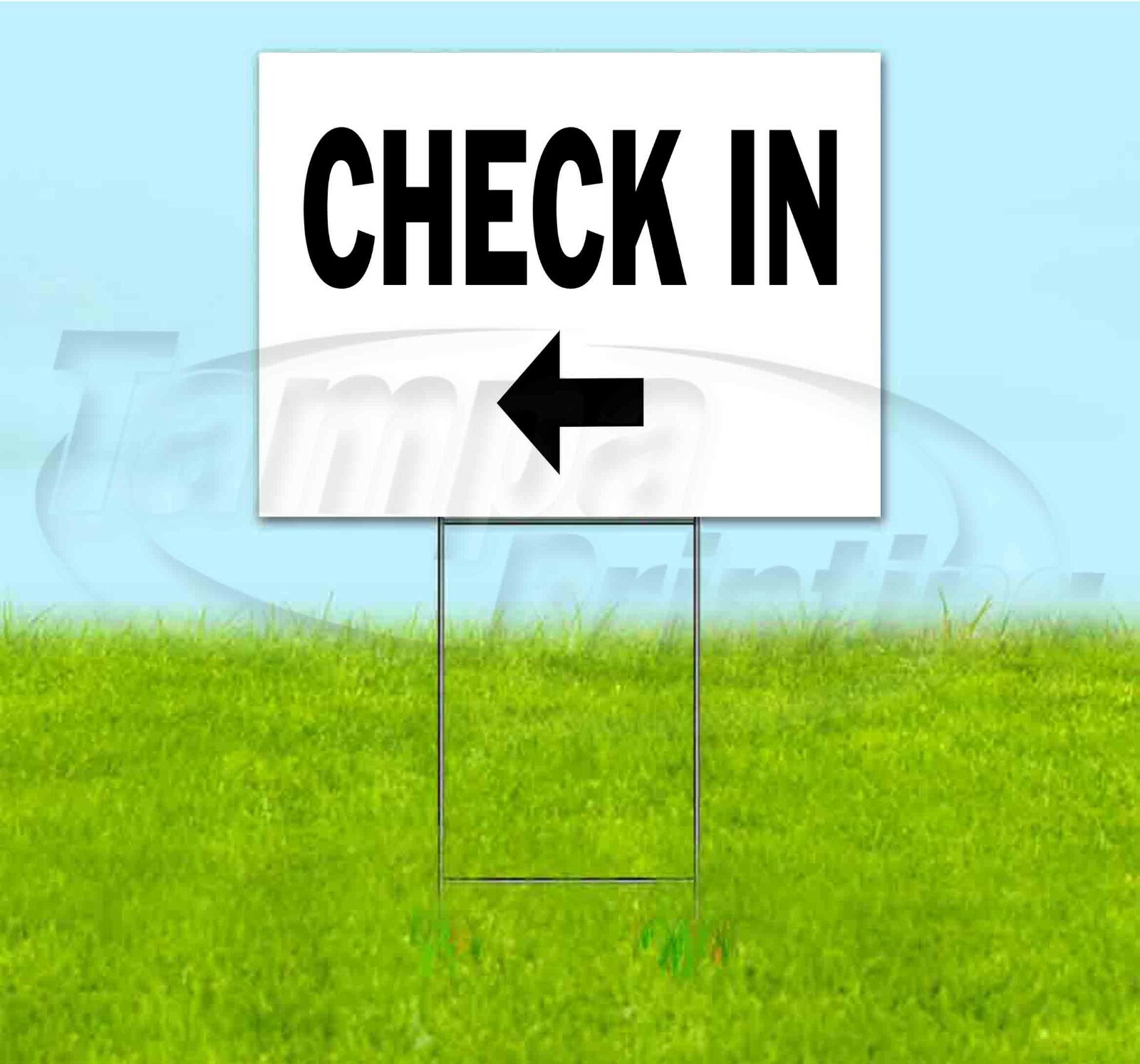CHECK IN ARROW 18×24 Yard Sign WITH STAKE Corrugated Bandit DIRECTIONAL