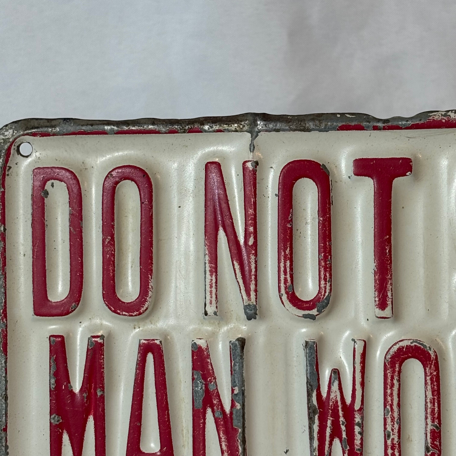 Embossed Steel DO NOT START MAN WORKING IN PULPER Sign Industrial Paper Plant